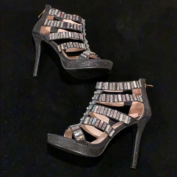 Black sparkly gemstone heels - Picture 5 of 8